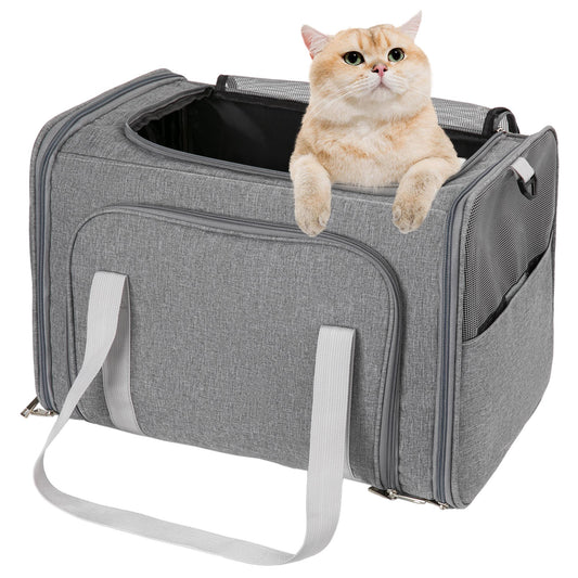 Monasem Cat Carrier, Soft Pet Carrier for Cats Small Dogs and Puppies(Gray)